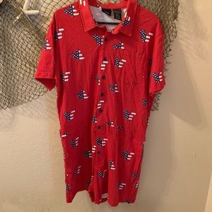 Disney Americana Romper Size Large Patriotic Mickey Mouse 4th of July Flag